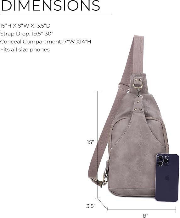 JESSIE & JAMES Brooke Unisex Concealed Carry Sling Bag Crossbody Backpack Purse