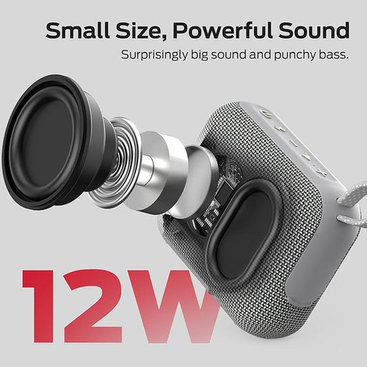 Monster Cube 1 Portable Bluetooth Speaker, IPX7 Waterproof, Bluetooth 6.0, 20H Playtime, Powerful Stereo Sound, Speaker for Home, Outdoors and Travel, Grey