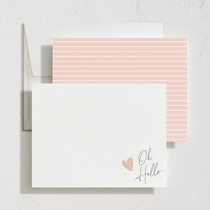 Minted Signed Heart Stationery Cards,10 Ct,Blank Cards and Envelopes For Thank You Notes,Invitations & Handwritten Messages,Note Cards & Stationery Set,Gifts for Women,Blush Pink Color Theme,10 Count