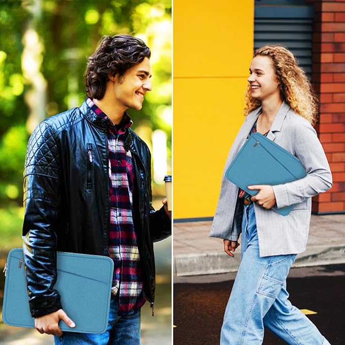 15.6 inch Laptop Sleeve, Slim Computer Carrying Bag Protective Cover Briefcase with Front Pocket, Durable Laptop Case for 15-16 Inch HP, Dell, Lenovo, Asus- Sky Blue