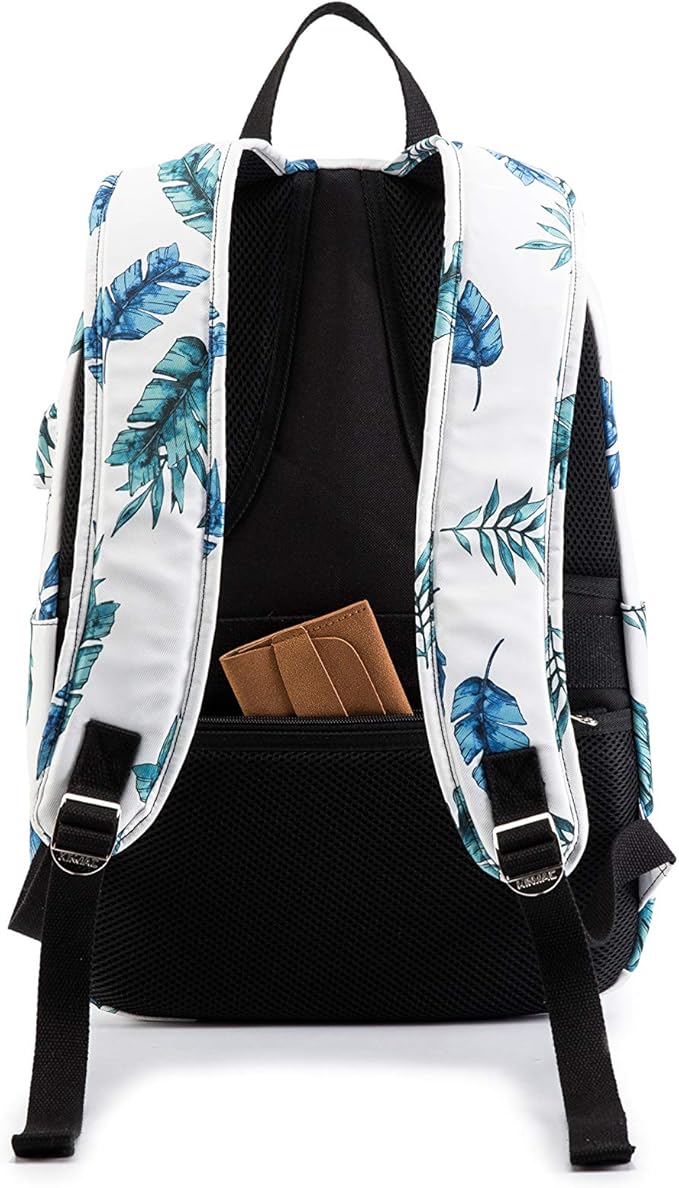 Kinmac Waterproof Laptop Travel Outdoor Backpack with USB Charging Port for 13 inch 14 inch and 15.6 inch Laptop (Banana Leaf)