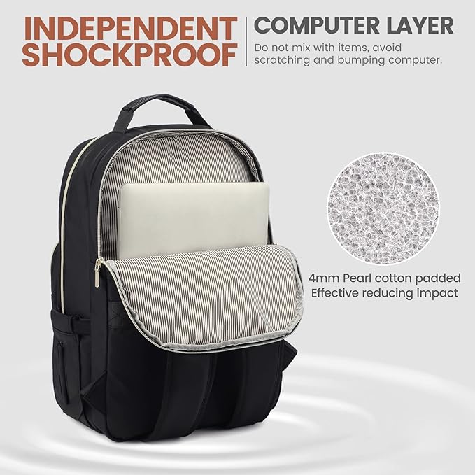 LOVEVOOK Laptop Backpack for Women 17.3 inch,Cute Womens Travel Backpack Purse,Professional Laptop Computer Bag,Waterproof Work Business College Teacher Bags Carry on Backpack with USB Port,Black-2