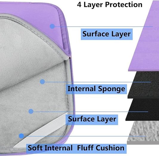 14 inch Laptop Case, Shockproof Protective Computer Sleeve Flip Cover Briefcase Carrying Bag Compatible with 14" HP, Lenovo, Asus, Acer, Notebook, Chromebook Computer, Light Purple