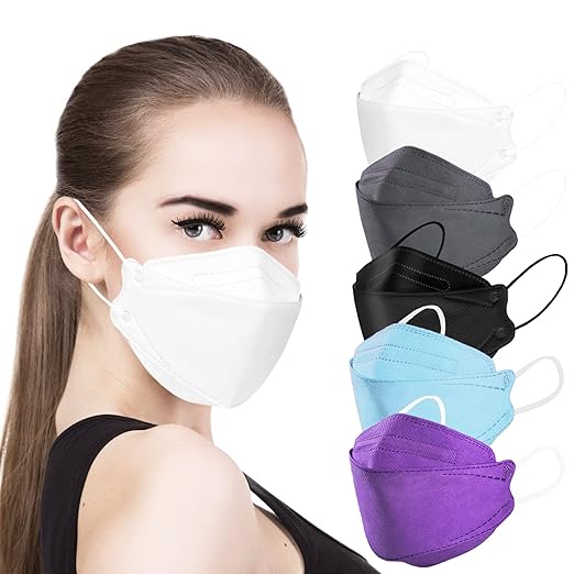 akgk KN95 Face Masks 50 Pack, 5-Ply Disposable Multicolor Face Mask Against PM 2.5 Smoke and Dust