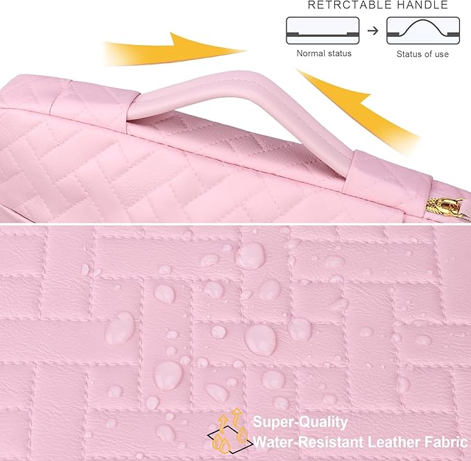 Lacdo 360° Protective 14 Inch Laptop Sleeve Case for HP Lenovo Dell ASUS Chromebook 14 / HP Pavilion Stream 14 / Dell Inspiron 14 / Lenovo IdeaPad 14 / Aspire/ASUS ZenBook Computer Bag, Sakura Pink