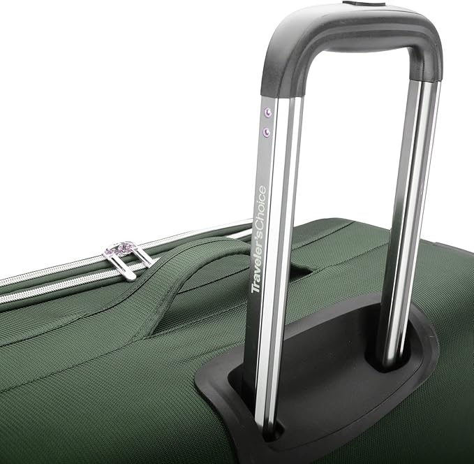 Traveler's Choice Lares Softside Expandable Luggage with Spinner Wheels, Green, 2 Piece Luggage Set