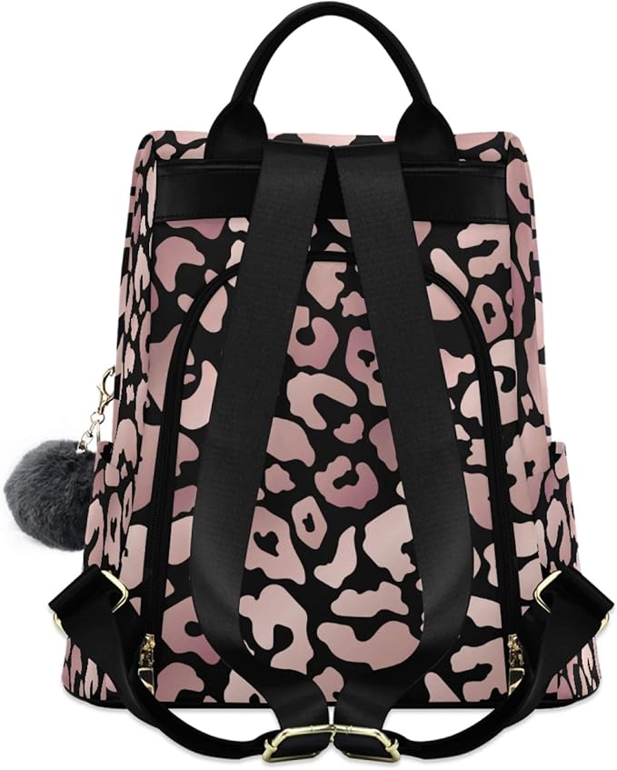 ALAZA Rose Gold Leopard Print Pink Cheetah Animal Backpack Purse for Women Anti Theft Fashion Back Pack Shoulder Bag