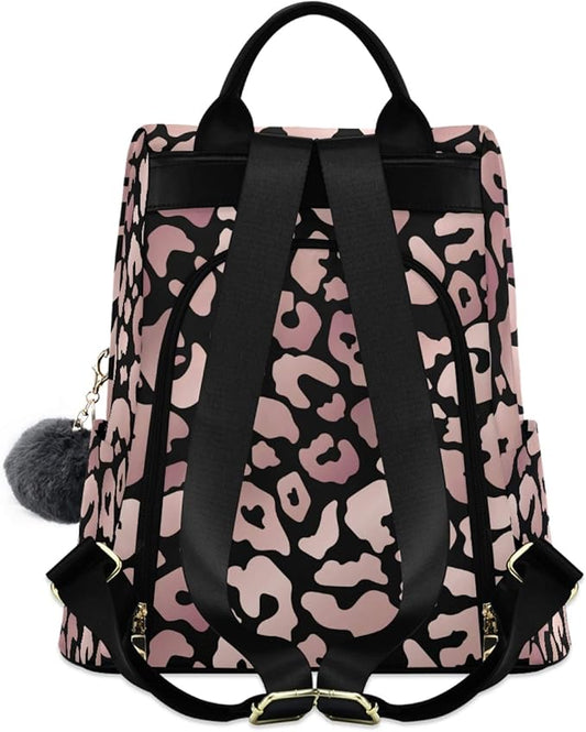 ALAZA Rose Gold Leopard Print Pink Cheetah Animal Backpack Purse for Women Anti Theft Fashion Back Pack Shoulder Bag