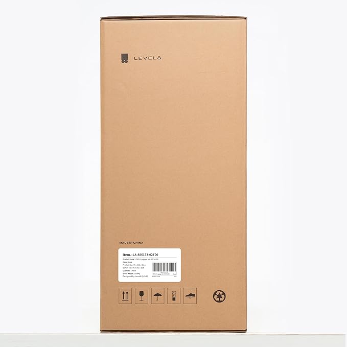 LEVEL8 Luggage Sets 3 Piece, 20 Inch Carry on, 24&28 Checked Hardshell Suitcases Set, Lightweight Luminous Textured Large Luggages with Spinner Wheels Tsa Lock, 3-Piece Set (20/24/28), Black