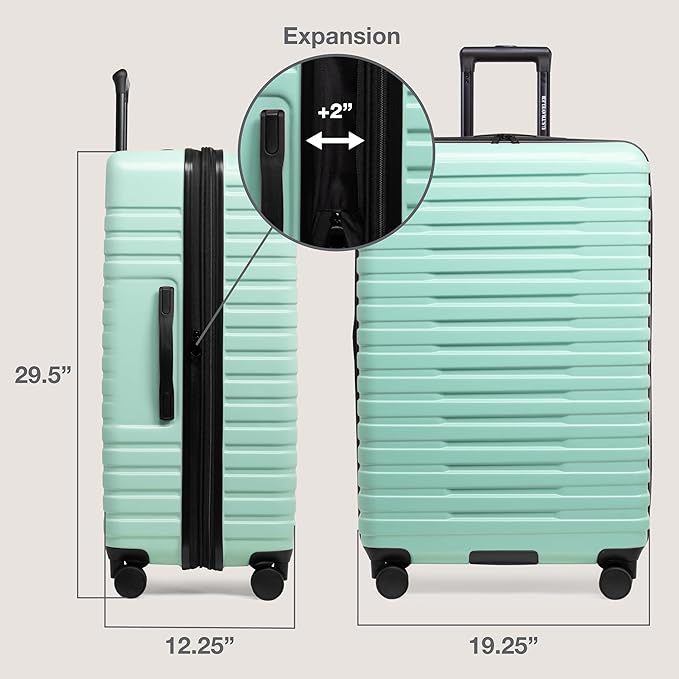 U.S. Traveler Boren Polycarbonate Hardside Rugged Travel Suitcase Luggage with 8 Spinner Wheels, Aluminum Handle, Mint, 3-Piece Set, USB Port in Carry-On