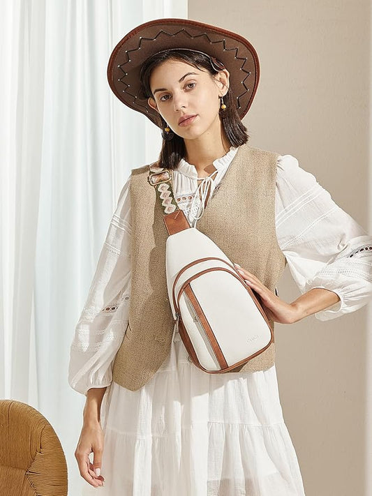 CLUCI Crossbody Bags for Women Men,Leather Sling Bag Cross Body Backpack for Woman Gifts for Women Birthday Unique