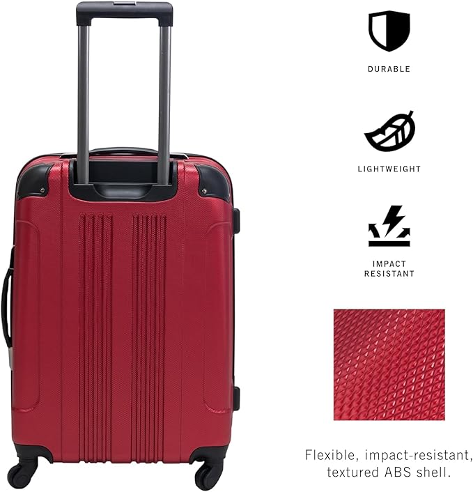 Kenneth Cole REACTION Out of Bounds Lightweight Hardshell 4-Wheel Spinner Luggage, Scarlet Red, 24-Inch Checked