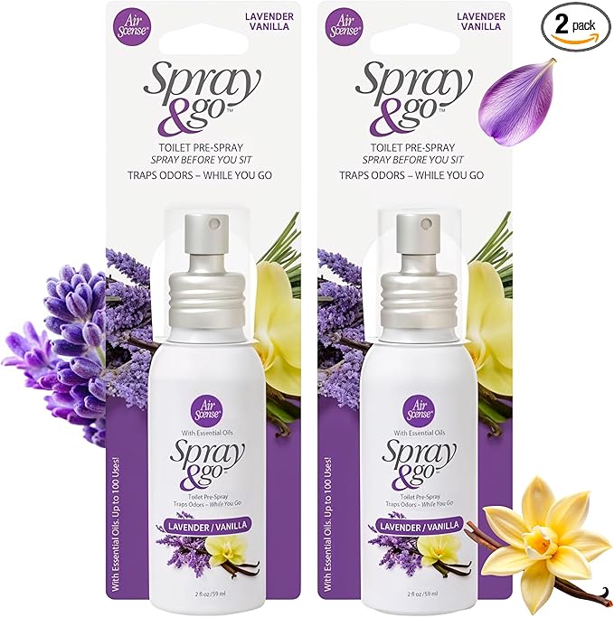 Air Scense Spray & Go Before-You-Sit Toilet Spray, Lavender Vanilla, 2 Fl Oz (2 Pack)