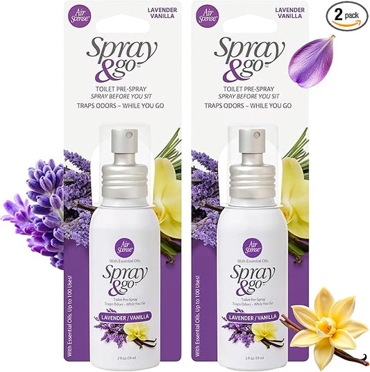 Air Scense Spray & Go Before-You-Sit Toilet Spray, Lavender Vanilla, 2 Fl Oz (2 Pack)