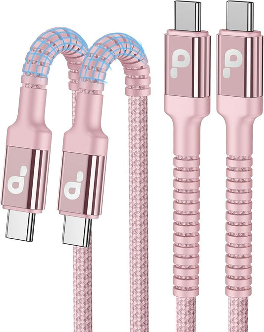USBC Cable 10FT, 2Pack Long USBC Fast Charging Cable, Nylon Braided USB C to USB C iPhone Charger Cord Compatible with iPhone 17/16/15/Pro Max/Plus/Samsung Galaxy S23/LG/Switch-Pink
