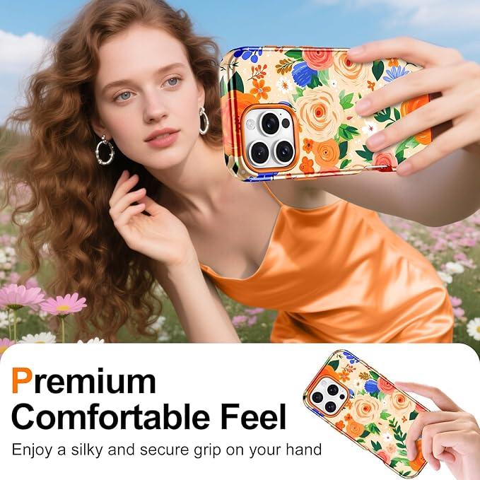 Btscase for iPhone 16 Pro Max Case [Compatible with Magsafe] [Military-Grade Drop Protection] Slim Anti-Scratch Smooth Touch TPU Bumper Shockproof Magnetic Phone Case for Women Girls Men, Orange