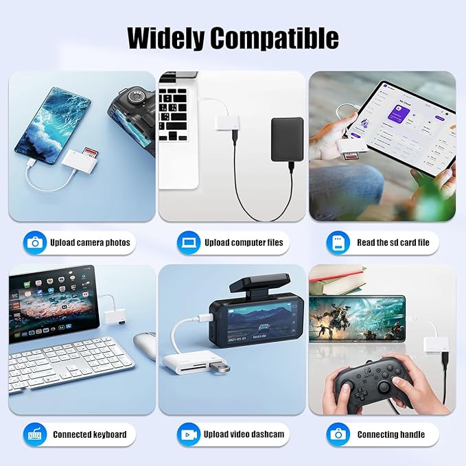 SD Card Reader for iPhone 15, USB-C to Micro SD Adapter for iPad/Mac Pro/Air, Type-C Camera Card Reader with USB-A Port – Works with iPhone 16 & Other Android USB-C Devices