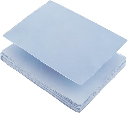 Wanderings Blue A4 Handmade Paper with Deckled Edge - 8.3" x 11.7", 150 GSM, 50 Sheets Textured Paper - Perfect for, Drawing, Writing, Printing, Watercolor & Mixed Media