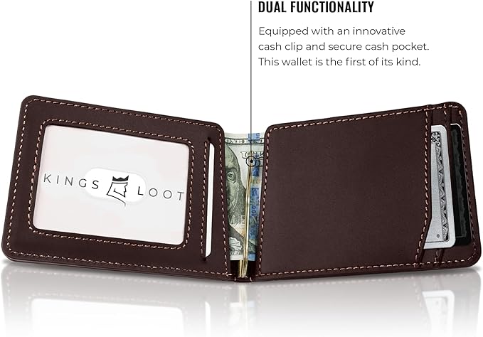 Kings Loot Wallet for Men | Customized Minimalist Slim RFID Blocking Leather Design with Cash Pocket & Card Pull Strap | Holds 1-15 Cards | Stylish & Durable Wallets