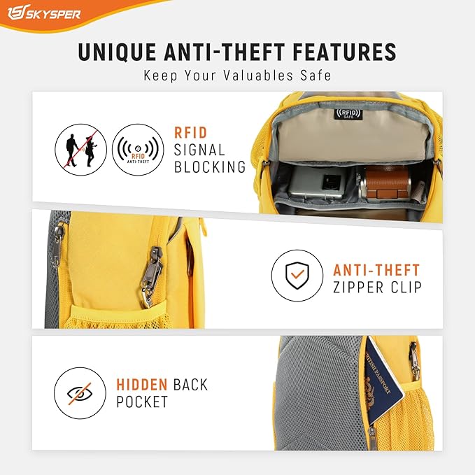 SKYSPER Sling Bag RFID Cross Body Bag Recycled Crossbody Backpack Travel Daypack