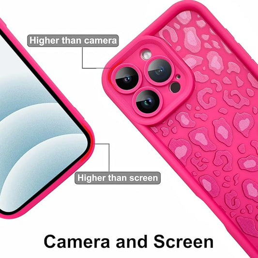KANGHAR Case for iPhone 16 Pro Leopard Printed Pattern Cute Cheetah Phone Case Soft TPU Shockproof Protective Cover for iPhone 16 Pro 6.3 Inch Hot Pink