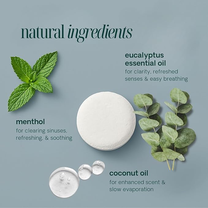 Shower Steamers Aromatherapy 10 Pack - Made in USA with Natural Essential Oils for Christmas Stocking Stuffers, Birthday Gifts for Women and Men, White Elephant, Self Care - Eucalyptus