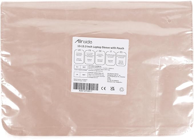 Allinside 13 Inch Laptop Sleeve Case for MacBook Air 13 2018-2025/MacBook Pro 13 2016-2022/Macbook Pro 14 2021-2024, Waterproof PU Leather Horizontal Envelope Protective Case Cover, Flesh Pink