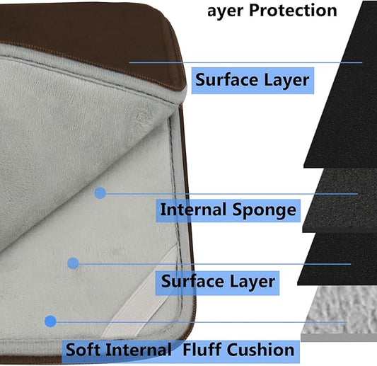 Laptop Sleeve Bag 14 inch, Shockproof Protective Computer Cover Flip Case Briefcase Carrying Bag Compatible with 14" HP, Lenovo, Asus, Acer, Notebook, Chromebook Computer, Brown