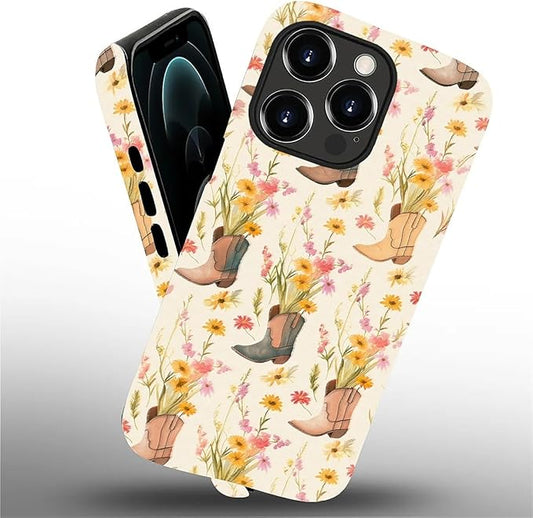 Case for iPhone 12/12 Pro,Western Cowgirl for Woman Men Full Body Protective Cover Shockproof 2 in 1 Silicone + Hard PC Case for iPhone 12/12 Pro