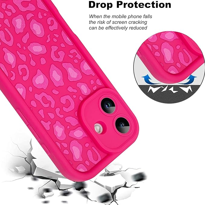 KANGHAR Case Compatible with iPhone 17 Leopard Printed Pattern Cute Cheetah Phone Case Soft TPU Shockproof Protective Cover Designed for iPhone 17 6.3 Inch Hot Pink