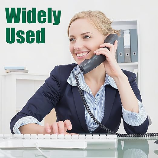 Lativu Telephone Cord 12FT Uncoiled/1.4FT Coiled, 2 Pack Phone Cord for Landline, RJ9 Telephone Cords for Landline Phones, Ofiice/Home Use-Black