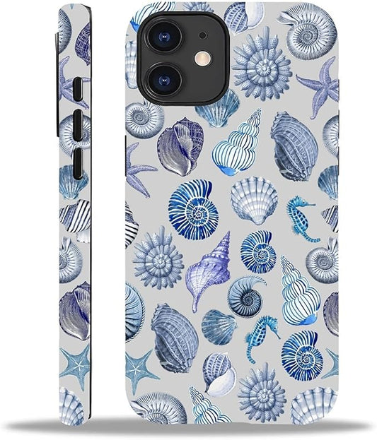Case for iPhone 11,Summer Beachy Seashell for Woman Men Full Body Protective Cover Shockproof 2 in 1 Silicone + Hard PC Case for iPhone 11