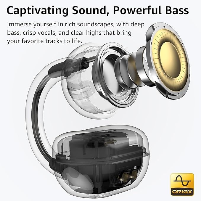 TOZO OpenEarRing True Open Ear Headphones, Lightweight Comfort Open Ear Clip Wireless Earbuds, 40H Play Bluetooth 5.4 Headphones with Smart Digital Display Design Fit Sports Running, Workout Pink