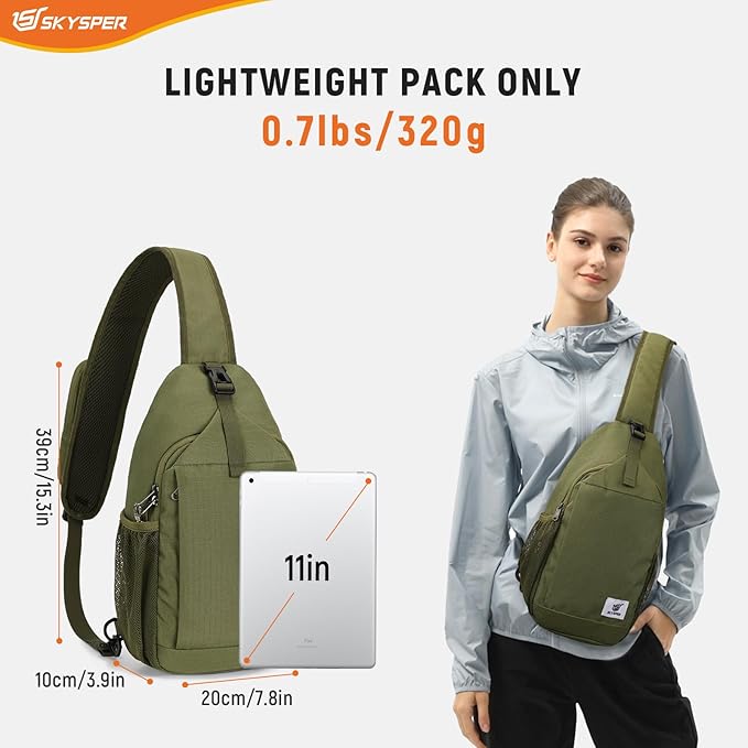 SKYSPER Sling Bag RFID Cross Body Bag Recycled Crossbody Backpack Travel Daypack