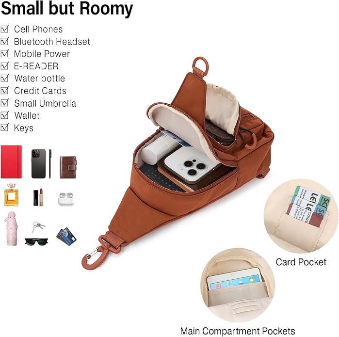 Hanke Crossbody Sling Bag for Women Men, Casual Cross Body Sling Bags, Lightweight Chest Bag for Outdoor Hiking Travel