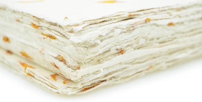 Handmade Lokta Laser and Inkjet Printer Paper with Deckle Edge 8.5x11 Inch Vintage Decorative Specialty Printing Paper (100 Sheets, Marigold)