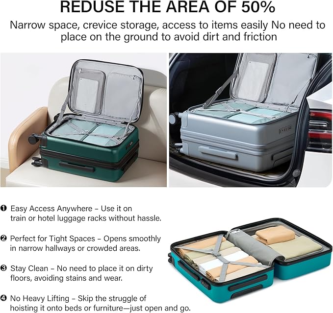 MILADA Expandable Checked Luggage 24 Inch Top Opening Travel Luggage Hard Shell Suitcases with Wheels TSA Approved Luggage Trunk Rolling Medium Checked Suitcase, Grey