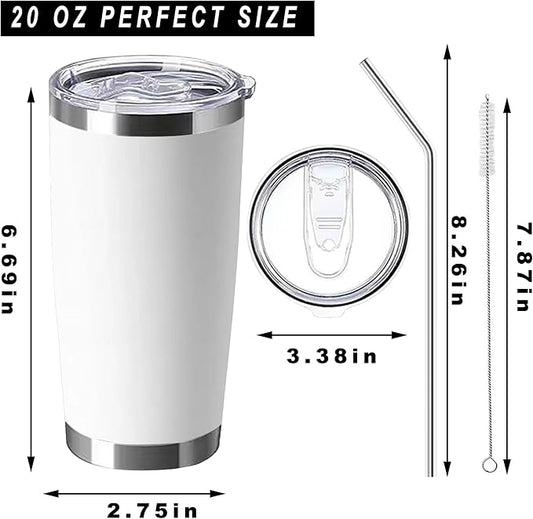 20oz insulted tumblers stainless steel cup Tumbler Bulk with push Lid, and metal straw powder coated coffee cup for cold and hot drinking (48, Modern MIX color)