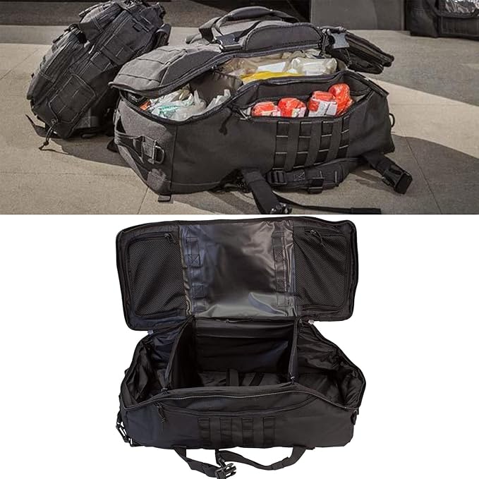 Travel Duffle Bag Backpack for Men - Large Tactical Bags Weekender Gym Bag for Overnight Traveling Military Workout Deployment Sports (Black, 45L)