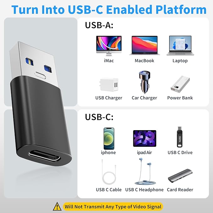 10PCS Upgraded USB 3.0 to USB C Adapter, Compatible with Samsung, iPhone, IPad, Power Bank and More USB C Devices.