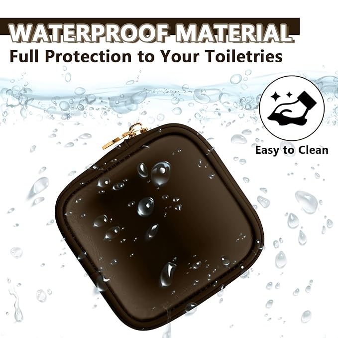 Clear Mini Makeup Bag for Purse, Small Nylon&PVC Cosmetic Travel Bag TSA Approved Toiletry Bag with Zipper, Preppy Transparent Makeup Travel Bag Coin Purse for Women Men Girls(Mini-Chocolate)