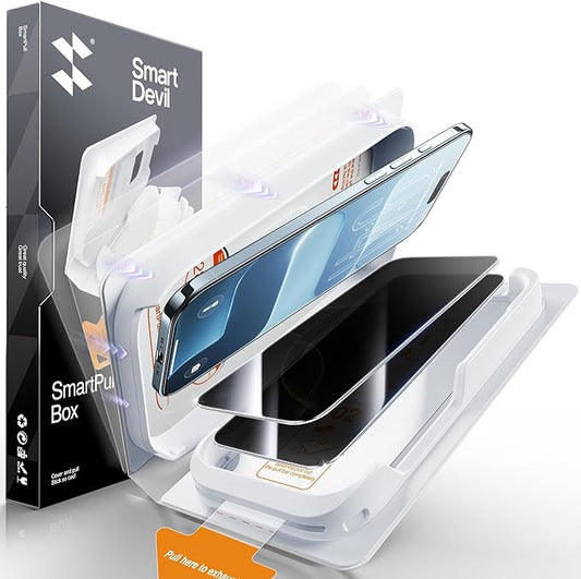 SMARTDEVIL 2 Pack for iPhone Air Privacy Screen Protector, Military Grade Shatterproof, 9H Hardness, Anti-Spy Tempered Glass, Fast & Easy Installation, Case Friendly