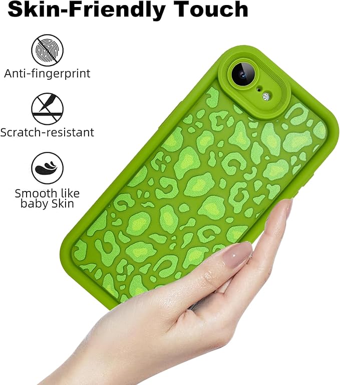 KANGHAR Case for iPhone 16e Leopard Printed Pattern Cute Cheetah Phone Case Soft TPU Shockproof Protective Cover for iPhone 16e 6.1 Inch Green