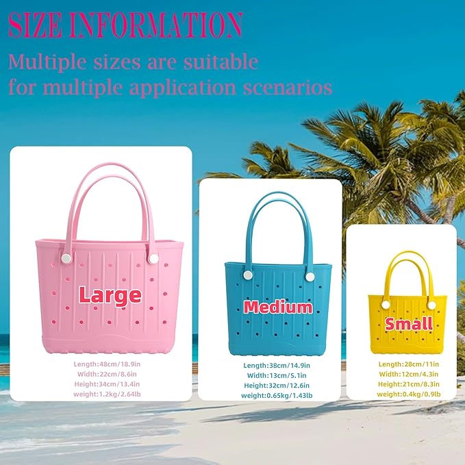 CXY Rubber Beach Bag EVA Waterproof Tote Bags Washable Sand-proof Travel Handbags for Pool Boat Groceries Work Sports