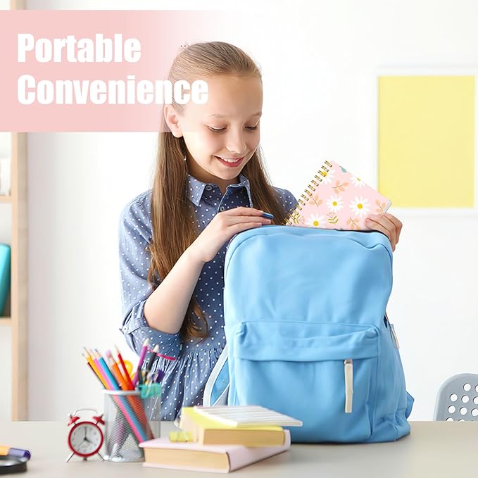 Koogel 8PCS Cute Spiral Notebook Journal, A6 Hardcover Journal Pocket Notebooks, 80 Sheets/160 Pages Wirebound Diary Planner for Back to School Office Home Women Gifts Supplies