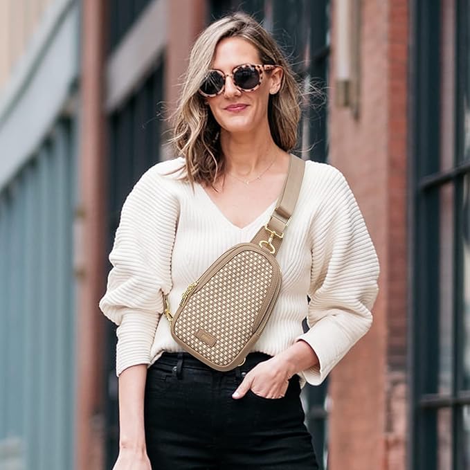 Kattee Sling Crossbody Bag for Women, Leather Fanny Pack Crossbody Sling Bags, RFID Purse Chest Bag Small Daypack for Women