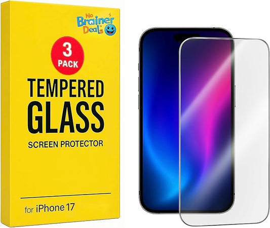 Screen Protector for iPhone 17 – 6.3” – 3-Pack [9H Hardness] Tempered Glass – Scratch and Impact Resistant, Easy Install – High Sensitivity – Case-Friendly