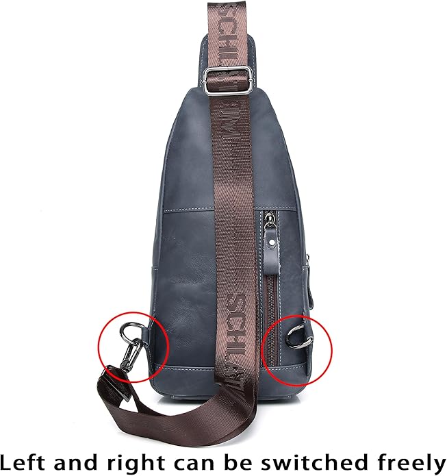 LUKZIJAES Genuine Leather Sling Bag for Men