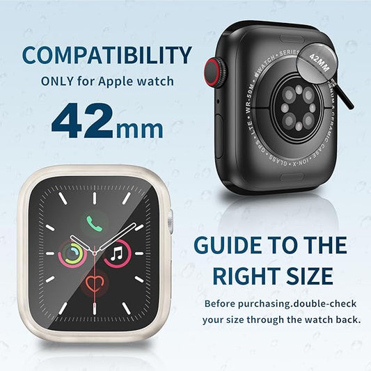 Waterproof Case for Apple Watch Series 3/2/1 42mm, Built-in Screen Protector with Tempered Glass [Touch Sensitive] Cover for iWatch S3/S2/S1 Accessories 42mm, Starlight