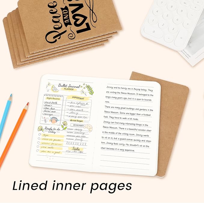 Oucaru 64PCS Mini Notebooks Bulk, 3.5" x 5.5", Brown, 60 Pages Lined Paper Small Pocket Notebook Set, Mini Journal Memo Notepads for Kids, Students, Traveler, School Office Supplies